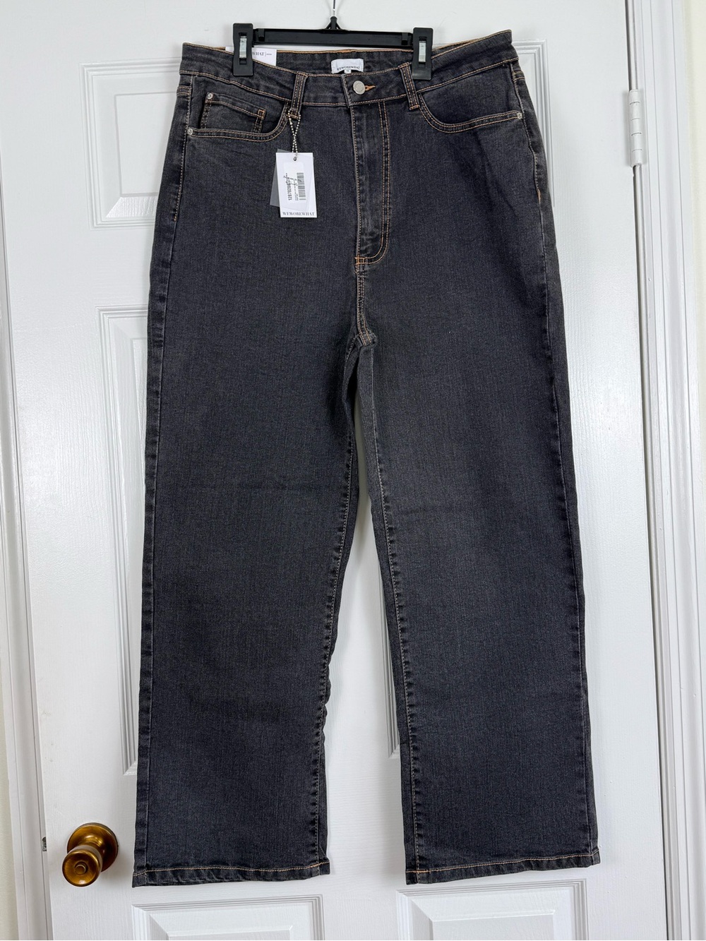 NWT We Wore What Wide Leg Baggy Dad Boyfriend Jeans in Charcoal Black 32 12/14
